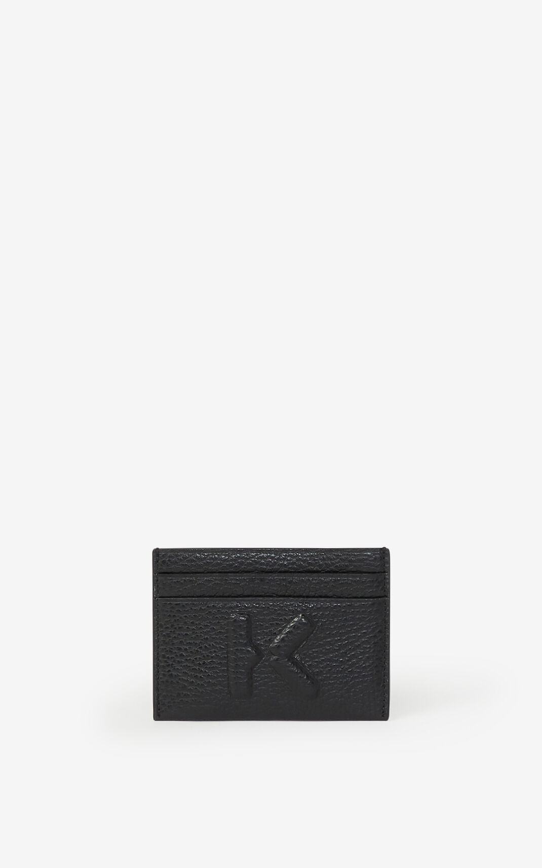 Kenzo Imprint grained leather cardholder Moška Denarnica Črna SI-9929830